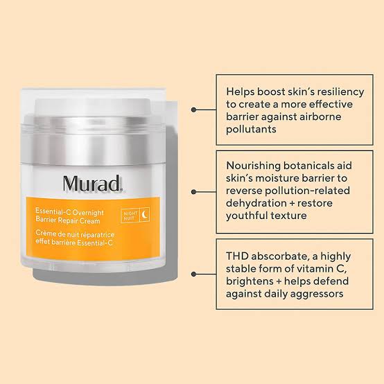 Murad Essential-C Overnight Barrier Repair Cream - Antioxidant Infused Vitamin C Moisturizer